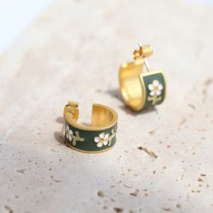 Madewell Enamel Floral Hoop Huggie Earrings